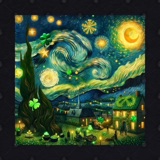 Emerald Night: Van Gogh's Starry Sky Goes Irish by Edd Paint Something